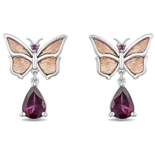 Enchanted Disney Fine Jewelry 14K Rose Gold over Sterling Silver Rhodolite Garnet Mulan Earring
