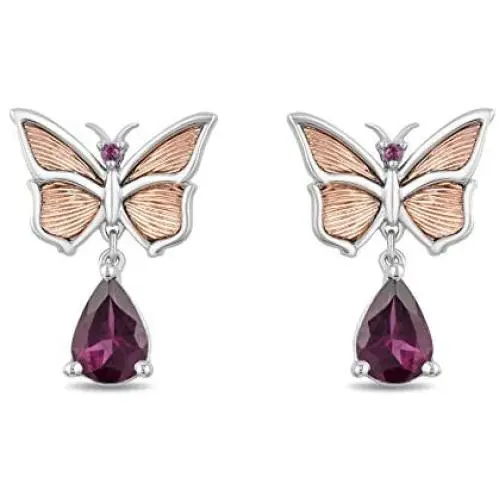 Enchanted Disney Fine Jewelry 14K Rose Gold over Sterling Silver Rhodolite Garnet Mulan Earring