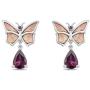 Enchanted Disney Fine Jewelry 14K Rose Gold over Sterling Silver Rhodolite Garnet Mulan Earring