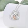 PROESS Mom and Baby Elephant Necklace Lucky Daughter Pendant Necklace for Girls Sterling Silver I Love You Heart Jewelry for Women Granddaughter