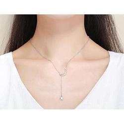 GOOKEY Crescent Moon Pendant Necklace Half Moon Necklace Star Jewelry Dainty Necklaces for Women