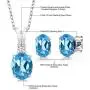 Gem Stone King Sterling Silver Swiss Blue Topaz Pendant Earrings Set (3.15 cttw, With 18 Inch Silver Chain)