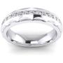Unisex Comfort Fit Sterling Silver 5mm Domed Simulated Diamond Full Eternity Ring Patterned Wedding Band