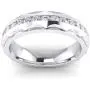 Unisex Comfort Fit Sterling Silver 5mm Domed Simulated Diamond Full Eternity Ring Patterned Wedding Band Unisex Comfort Fit Sterling Silver 5mm Domed Simulated Diamond Full Eternity Ring Patterned Wedding Band