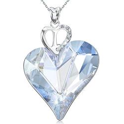 missaqua Love Heart Necklace for Women Embellished with Swarovski Crystals Pendant Necklace Valentine Anniversary Birthday Jewelry Gifts for Girlfriend Wife