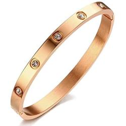 YCSLYW Love Friendship Stainless Steel Bracelet Bracelet Hinge Love Jewelry with Crystal Bracelet Gift Gift for Female Teen Girl