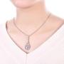 YL Tennis Racket Necklace 925 Sterling Silver Racquet Pendant Cubic Zirconia Jewelry with 18'' Box Chain, CZ Ball/Love Sports