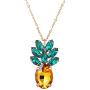 Sparkling Yellow Emerald Crystal Vintage Trendy Fruit Pineapple Earrings Stud Necklace Jewelry Sets For Women Girls (pineapple earring)