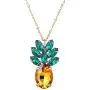 Sparkling Yellow Emerald Crystal Vintage Trendy Fruit Pineapple Earrings Stud Necklace Jewelry Sets For Women Girls (pineapple earring)