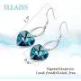 Sllaiss Blue Crystals Dangle Earrings for Women Heart Crystal Dropp Earrings Birthday Jewelry Gift for Her Made with Swarovski Crystals