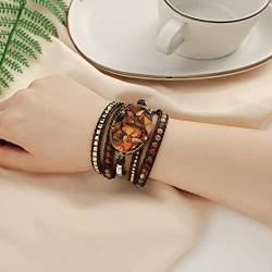Plumiss Boho Handmade Imperial Jasper Bracelets Natural Stone Crystal Hematite Mixed Beaded Strand Bracelet