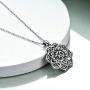 MONGAS Yoga Lotus Flower Necklace 925 Sterling Silver Yoga Lotus with Om Symbol Jewelry for Women