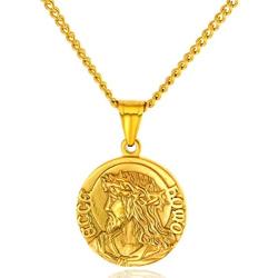 XRDSS Christian Jesus Christ Face Pendant Necklace Stainless Steel Medallion Necklace