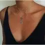 Kakaco Boho Sunflower Choker Necklaces Beaded Pendant Necklace Layered Silver Chain Jewelry for Women and Girls