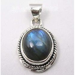 SilverStarJewel 925 Solid Sterling Silver Labradorite tcw 5.0 Pendant 0.9'' Cheapest Shipping