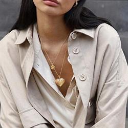 Women Girls Personalized Locket Necklace Zodiac Sign Grain Platinum 18K Gold Heart Pendant that Hold Photo Picture, with Text Engrave or Image Custom, Chain 20 Inch