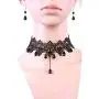 MEiySH Black Lace Gothic Lolita Pendant Choker Necklace Earrings Set MEiySH Black Lace Gothic Lolita Pendant Choker Necklace Earrings Set