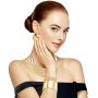 JOERICA Bib Choker Necklace for Women Wide Cuff Bangle Bracelet Open Hoop Earrings Adjustable Ring Chunky Statement Costume Jewelry Set
