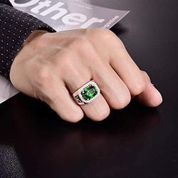 Merthus Mens Vintage Jewelry Synthetic Black Spinel CZ Halo 925 Sterling Silver Wedding Band Ring