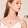 Blue Heart Crystal Pendant Necklace Sterling Silver Love Jewelry Gifts for Daughter Girlfriend Birthday Christmas