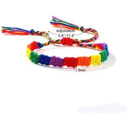 Nanafast Rainbow LGBT Bracelet Adjustable Handmade Pride Braided Bracelet for Gay & Lesbian Rainbow Pride Bracelet Gifts