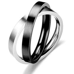 Topsteel Cross Ring for Men Women Stainless Steel Two-Tone 3mm Interlocked Rolling Couple X Rings, with Gift Box