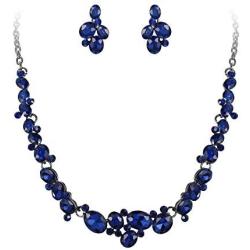 EVER FAITH Womens Oval Austrian Crystal Prom Jewelry Gorgeous Bridal Necklace Earrings Set