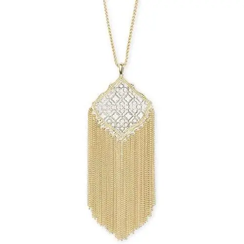 Kendra Scott Kingston Long Pendant Fringe Necklace for Women in Filigree, Fashion Jewelry Kendra Scott Kingston Long Pendant Fringe Necklace for Women in Filigree, Fashion Jewelry
