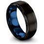 Chroma Color Collection Tungsten Carbide Wedding Band Ring 8mm for Men Women Green Red Blue Purple Black Copper Fuchsia Teal Interior with Step Bevel Edge Brushed Polished