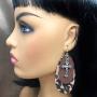Faux Leather Trendy Double Oval Cross Charm Swing Dangle Large Big Earrings