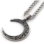 Gungneer Stainless Steel Celtic Knot Crescent Moon Pendant Necklace Irish Protection Accessories Keel Chain Jewelry