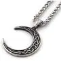 Gungneer Stainless Steel Celtic Knot Crescent Moon Pendant Necklace Irish Protection Accessories Keel Chain Jewelry Gungneer Stainless Steel Celtic Knot Crescent Moon Pendant Necklace Irish Protection Accessories Keel Chain Jewelry