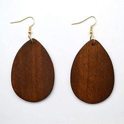 Natural Wood Earrings Geometric Triangle Earrings Wooden Water Drop Earrings for Women Statement Teardrop Jewelry 2 Pairs Of Set