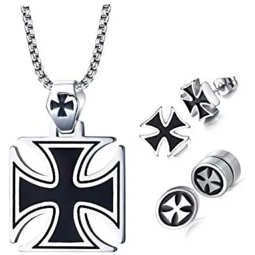 MPRAINBOW Mens Hollow Vintage Templar Knight Cross Pendant Necklace Biker Gothic Jewelry,Free Chain MPRAINBOW Mens Hollow Vintage Templar Knight Cross Pendant Necklace Biker Gothic Jewelry,Free Chain
