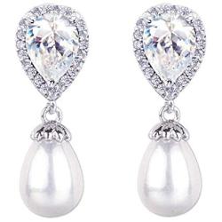 SELOVO Dangle Earrings Bride Cubic Zirconia Simulated Pearl Drop Chandeliar Earrings