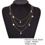Chargances Bohemia Gold Layered Necklace Long Drop Necklaces Three-Layered Necklace Set Multilayer Chain Leaf Disc Pendant Layered Necklaces for Women Beads Leaf Jewelry for Women and Girls