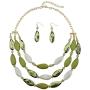 Bocar 3 Layer Beads Statement Necklace Earring for Women Jewelry Set