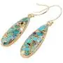ZENGORI 1 Pair Long Teardrop Natural Turquoise with Line Fish Hook Drop Dangle Earrings ZENGORI 1 Pair Long Teardrop Natural Turquoise with Line Fish Hook Drop Dangle Earrings