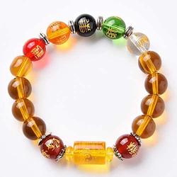 BOYULL Feng Shui Citrine Gem Stone Wealth Porsperity Bracelet with Dragon, White Tiger, Suzaku, Basalt Beads, Attract Wealth and Good Luck, Deluxe Box Included