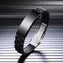 MeMeDIY to My Husband Love from Wife Black Silicone Bracelets Personalized Gifts for Men Birthday Stainless Steel Rubber Adjustable Wristband Mens Valentines Day Gifts