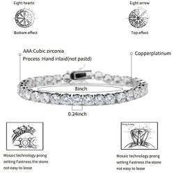JINAO 1 Row AAA Gold Silver All Iced Out Tennis Bling Lab Simulated Diamond Bracelet