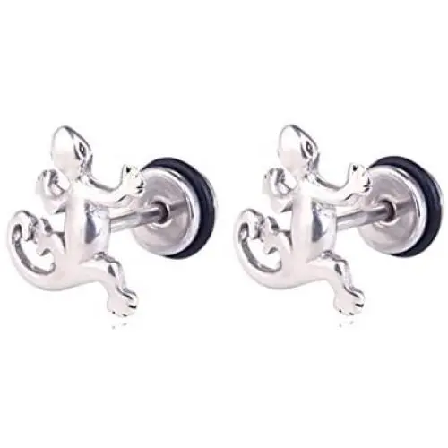 Xusamss Punk Body Piercing Earrings Stainless Steel Animal Gecko Stud Earrings Xusamss Punk Body Piercing Earrings Stainless Steel Animal Gecko Stud Earrings