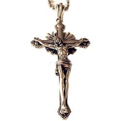 S925 Sterling Silver Large 2.3 inch Crucifix Cross rosary part necklace pendant catholic gift