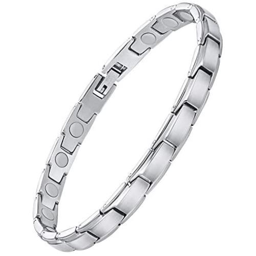 Feraco Magnetic Bracelet for Women Arthritis Pain Relief Sleek Stainless Steel 3500 Gauss Strong Magnet Therapy Bracelets