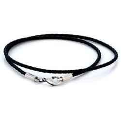 Bico 2mm (0.08 inch) Black Braided Necklace (CL12 Black)