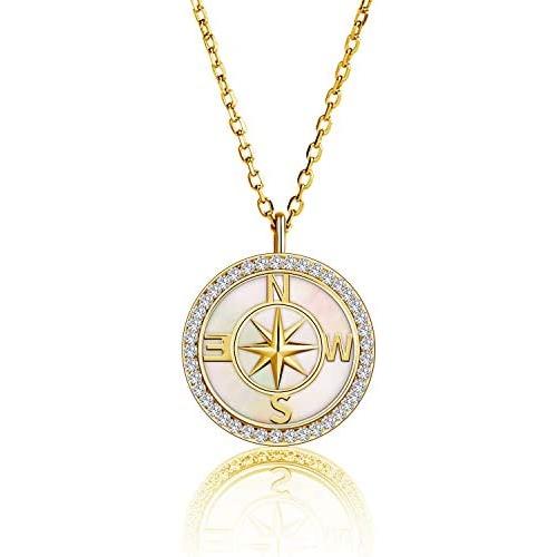 Compass Necklace for Women Teen Girls 925 Sterling Silver Vintage Nautical Travel Compass Pendant Necklace Jewelry Back to School Gifts