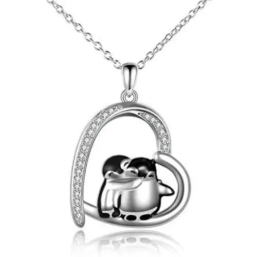 MONGAS Penguin Necklaces 925 Sterling Silver Hugging Penguins/Sloth/Panda Cute Animal Jewelry for Women Sister MONGAS Penguin Necklaces 925 Sterling Silver Hugging Penguins/Sloth/Panda Cute Animal Jewelry for Women Sister