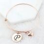MAOFAED Initial Bracelet ,Rose Gold Letter Bracelet, Personalized Jewelry, Hand Stamped Jewelry