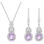 .925 Sterling Silver, Pear Cut Rose de France & Created White Sapphire Teardrop 18'' Pendant Necklace and Dangle Earring June Birthstone Jewelry Set .925 Sterling Silver, Pear Cut Rose de France & Created White Sapphire Teardrop 18'' Pendant Necklace and Dangle Earring June Birthstone Jewelry Set