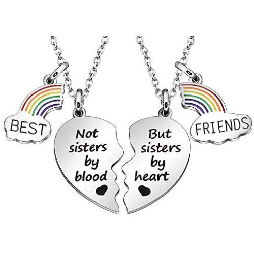 Maxforever Best Friends 2 Split Heart Necklaces Friendship Jewelry Birthday for Best Friends